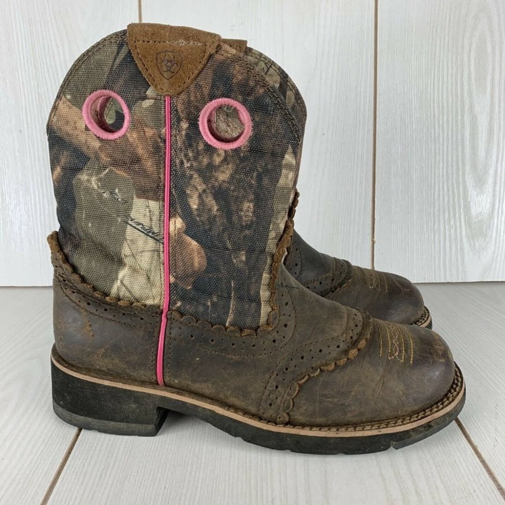 ARIAT Fatbaby 10006854 Pink Camo Cowgirl Cowboy Boots Women's Size 6.5B Western